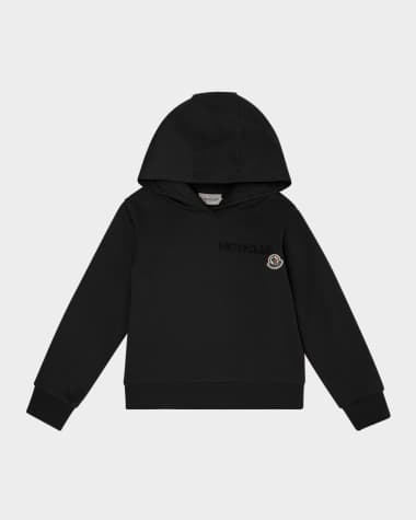 Moncler Girl's Embroidered Logo Appliqué Hoodie, Size 4-6