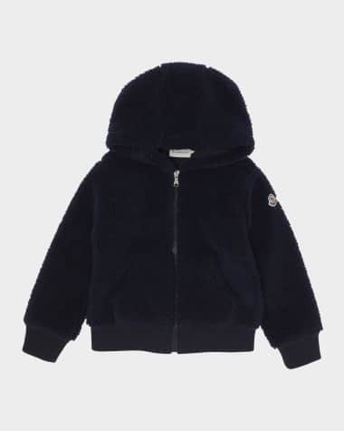 Moncler Boy's Teddy Fleece Zip-Front Sweatshirt, Size 12-14
