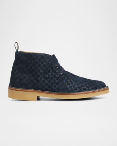 Gucci Men's Moreau GG Suede Lace-Up Ankle Boots