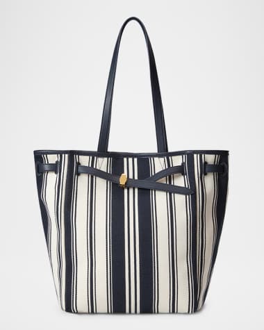 Veronica Beard Dash Striped Canvas Tote Bag