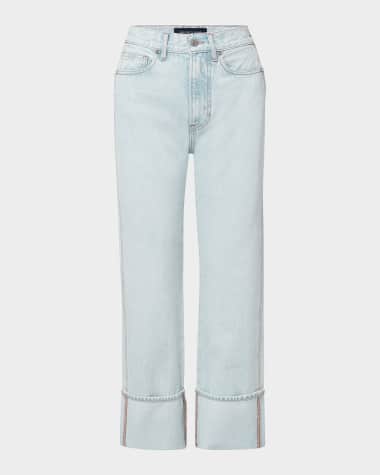 Veronica Beard Dylan High-Rise Straight Cuffed Ankle Jeans