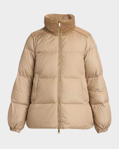 Moncler Esnaie Teddy-Trimmed Short Down Jacket