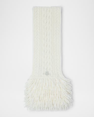 Moncler Fringe Cable-Knit Scarf