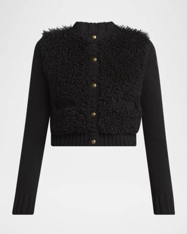 Moncler Combo Curly Wool-Blend Cardigan