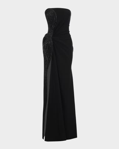 Gaurav Gupta Sequin Sculpted Strapless Slit Gown