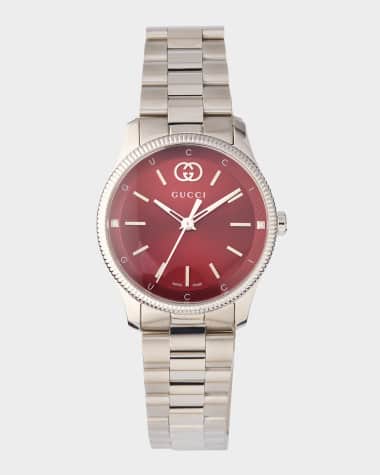 Gucci 29mm G Timeless Bracelet Watch with Diamonds, Red and Steel
