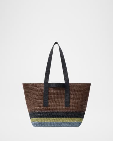 Loewe Men's Fold Raffia Shopper Tote Bag