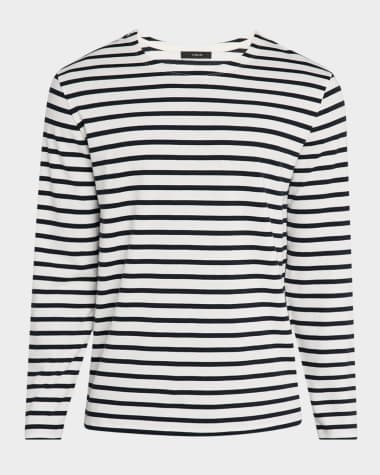 Vince Men's Stripe Cotton Long-Sleeve T-Shirt