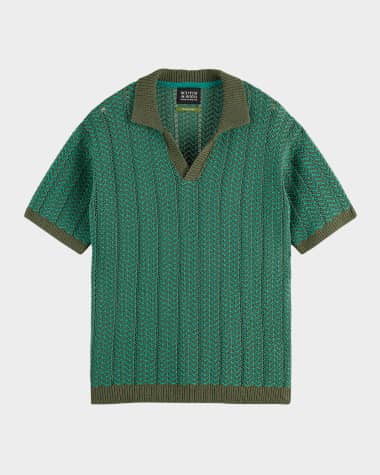 Scotch & Soda Men's Johnny Collar Chevron Knit Polo Shirt