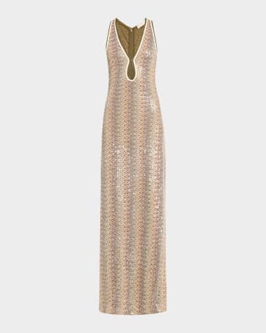 Ramy Brook Lilia Sequined Chevron Maxi Dress