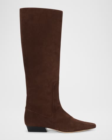 STAUD Wally Suede Flat Knee-High Boots