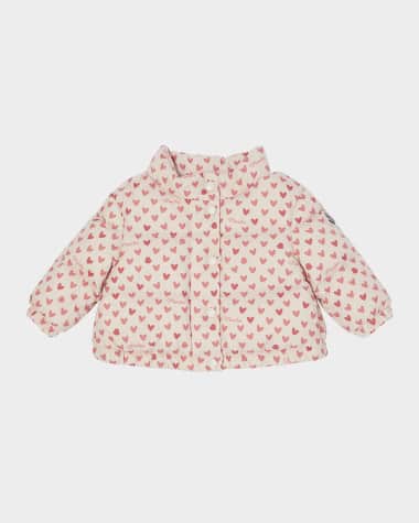 Moncler Girl's Bashira Heart-Print Down Jacket, Size 6M-3