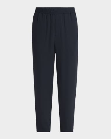 Giorgio Armani Men's Micro-Chevron Cupro and Viscose Pull-On Pants