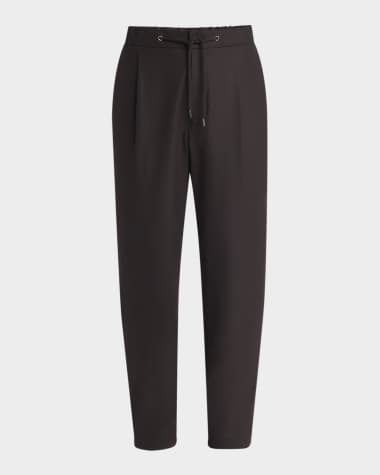 Giorgio Armani Men's Pleated Cashmere Stretch Drawstring Pants