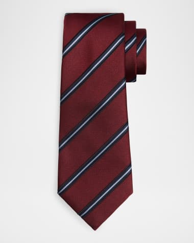 Giorgio Armani Men's Regimental Stripe Silk and Cotton Tie