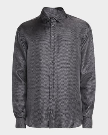 Giorgio Armani Men's Chevron Silk Dress Shirt