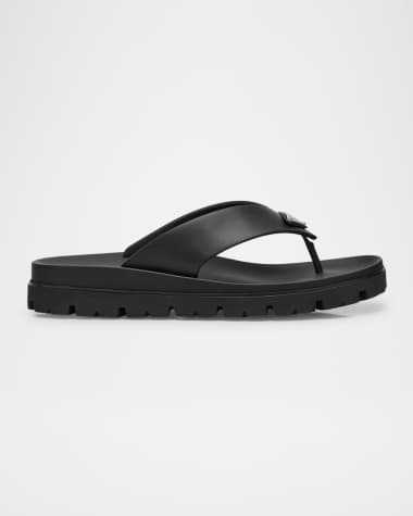 Prada Men's Triangle Logo Thong Sandals