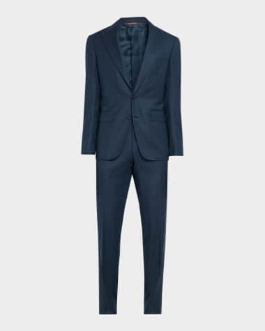 Canali Men's Wool Windowpane Peak Lapel Suit
