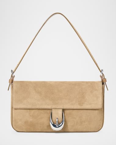 STAUD Harlow Buckle Suede Shoulder Bag