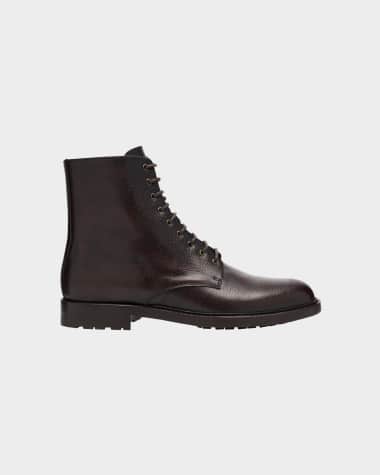 Brunello Cucinelli Men's Burnished Leather Ankle Boots