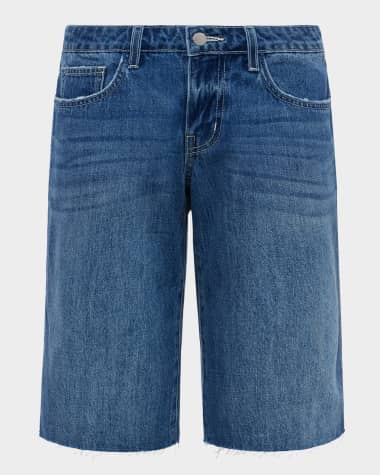 L'Agence Elisa Low-Rise Denim Bermuda Shorts