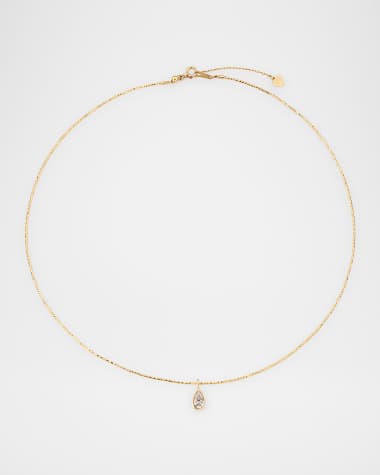 POPPY FINCH 18K Lab Diamond Pear Cut Pendant Collar Necklace