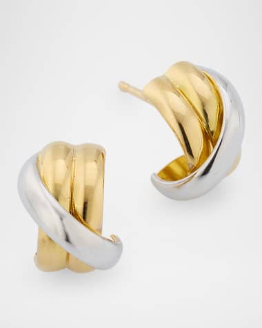 POPPY FINCH 18K and Platinum Crisscross Mixed Metal Earrings