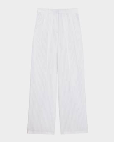 Theory Pinstripe Double-Pleated Pants