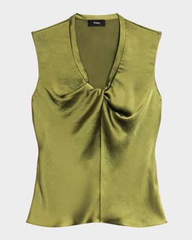 Theory Sleeveless Twisted Scoop-Neck Top