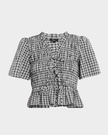 Rails Portia Check Tie-Front Top