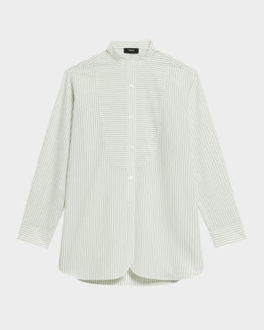Theory Stripe Oversized Tuxedo Shirt