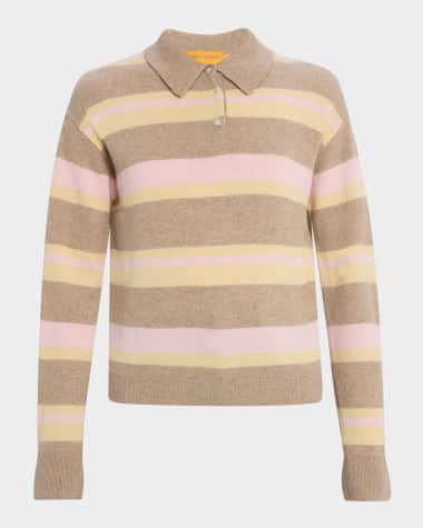 Guest in Residence Collegiate Striped Cashmere Polo