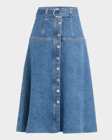 Rails Loma Belted Denim Midi Skirt