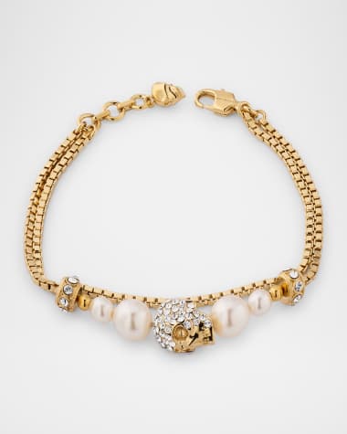 McQueen Pearly Skull Chain Bracelet