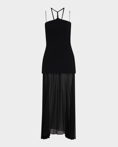 Et Ochs Veta Mixed Media Halter Maxi Dress