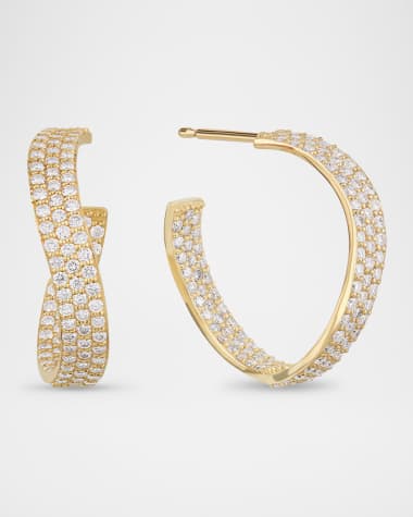 LANA Wavey Diamond Hoop Earrings