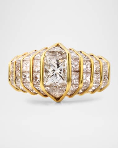 NM Estate Estate 18K Yellow Gold Princess Cut Diamond Channel Setting Engagement Ring, Size 5.75