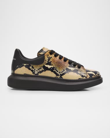McQueen Men's Oversized Python-Effect Leather Sneakers