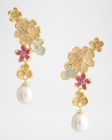 Anabel Aram Jewelry Wildflowers Pearl Drop Earrings