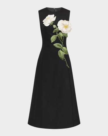 LEO LIN Cleo Sleeveless Floral Applique Midi Dress