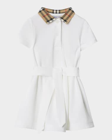 Burberry Girl's Astrid Check Polo Shirtdress, Size 6M-2T