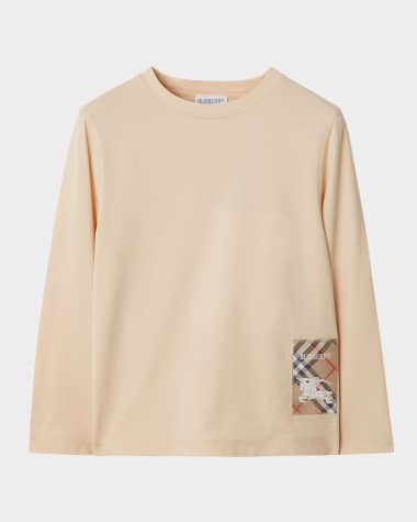 Burberry Boy's Kooper Check Label Top, Size 3-14