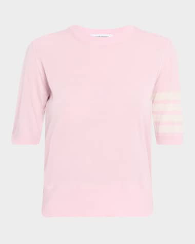 Thom Browne Merino Wool Jersey Stitch 4-Bar Short-Sleeve Sweater
