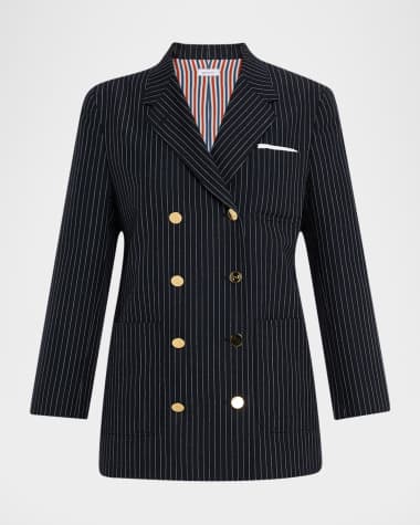 Thom Browne Pinstripe Double-Breasted Sack Sport Coat