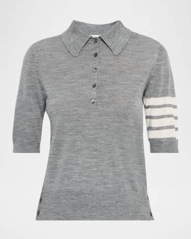Thom Browne 4 Bar Short-Sleeve Fine Merino Wool Polo Shirt