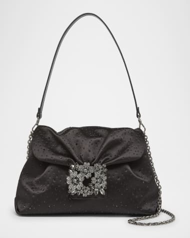 Roger Vivier Bouquet Rhinestone Satin Shoulder Bag