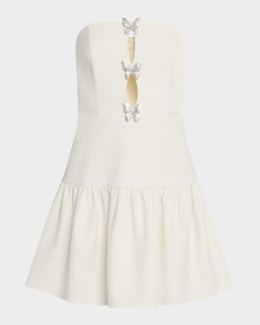 Liv Foster Strapless Cutout Butterfly Crepe Mini Dress