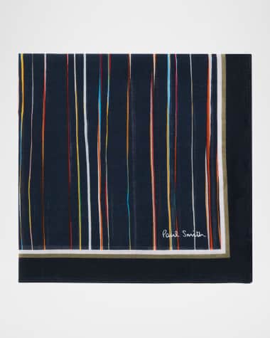 Paul Smith Men's Blurred Signature Stripe Cotton Pocket Square