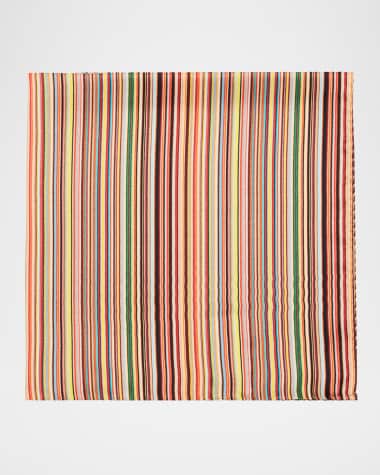 Paul Smith Men's Silk Signature Stripe Pocket Square