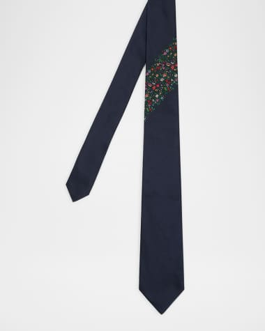 Paul Smith Men's Diagonal Floral Placement Silk Tie